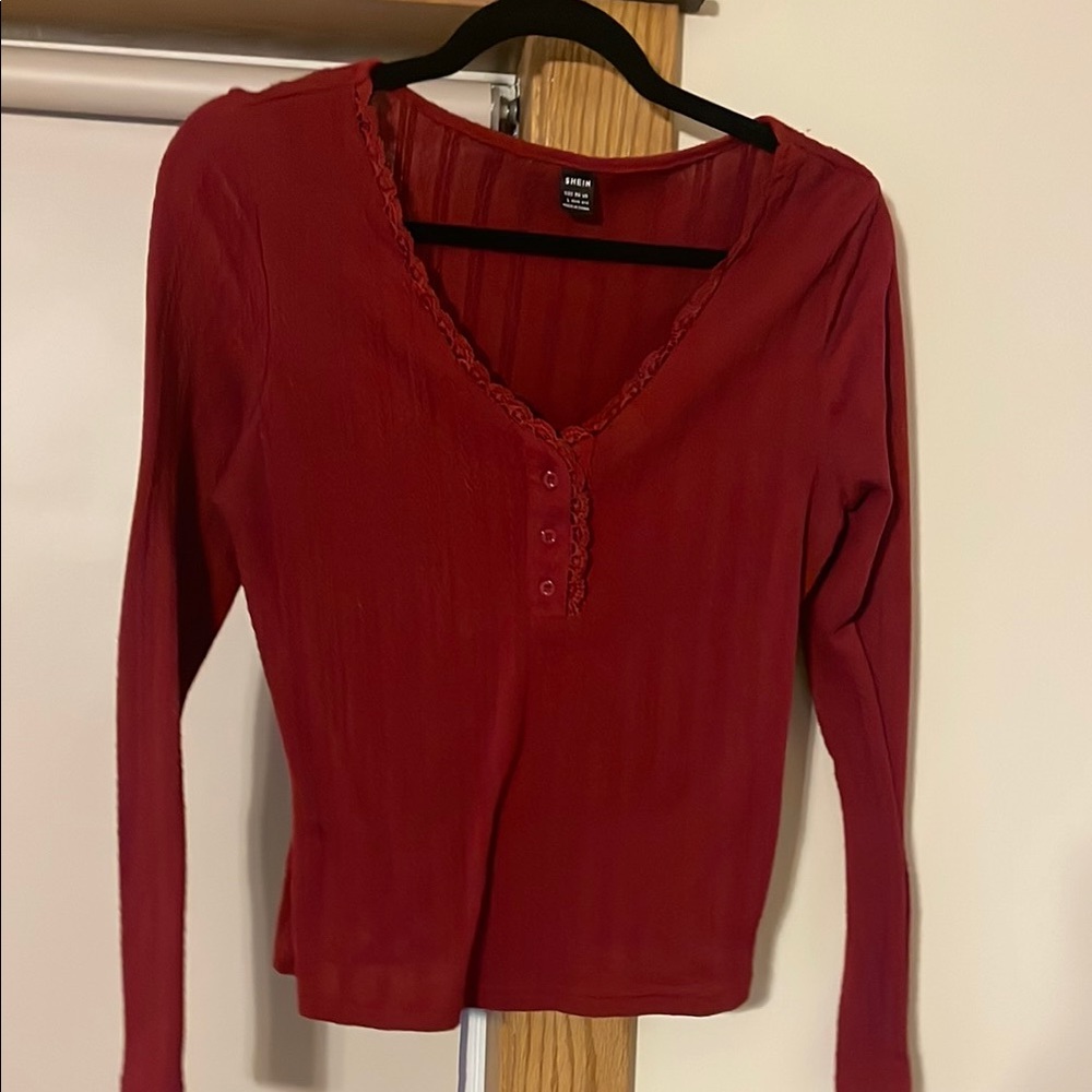 Red Long Sleeve Top